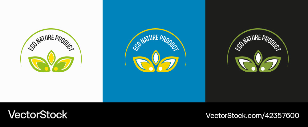 Logo in a green circle with white yellow leaves Logo in a green circle with white yellow leaves vector image
