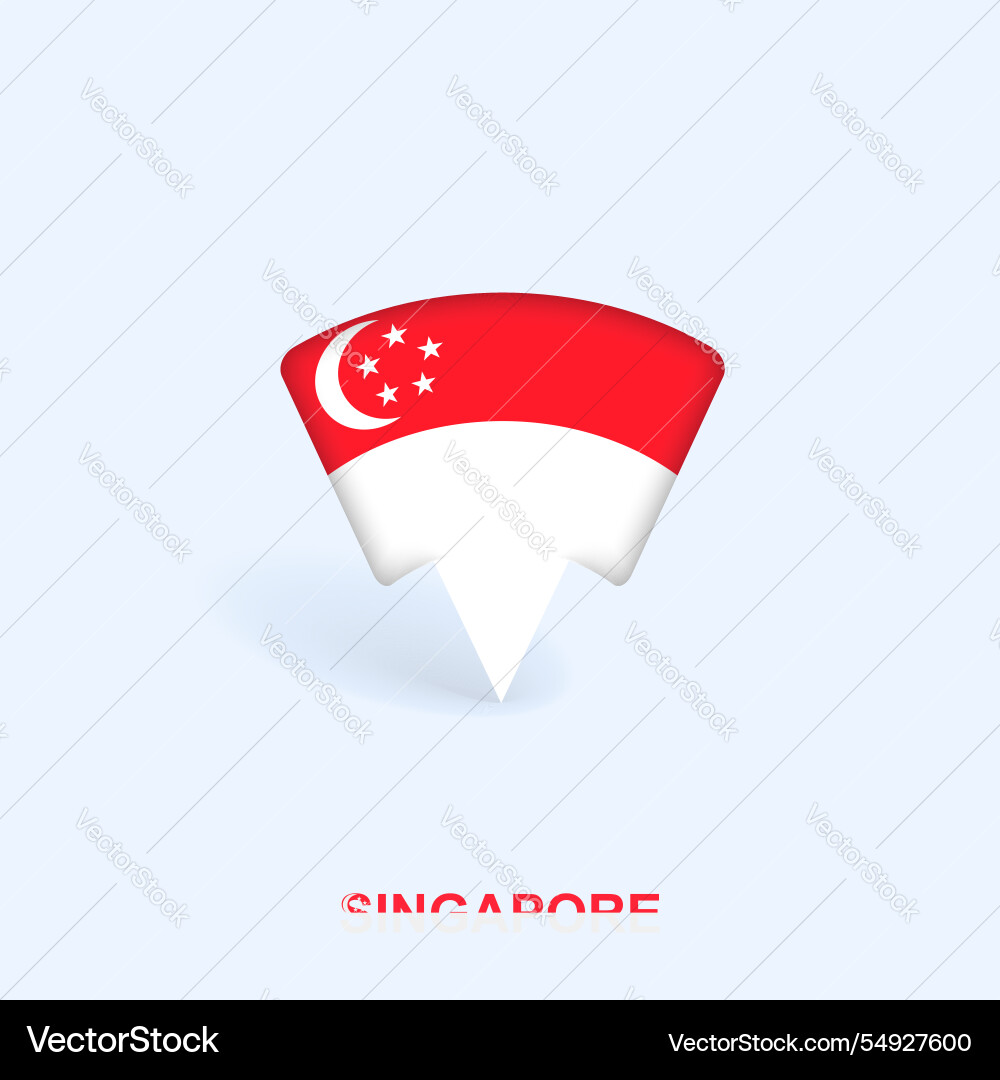 Singapore flag map pointer design with shadow Vector Image