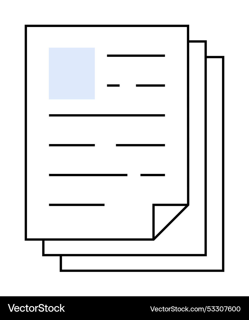Stack of documents with highlighted section Stack of documents with highlighted section vector image