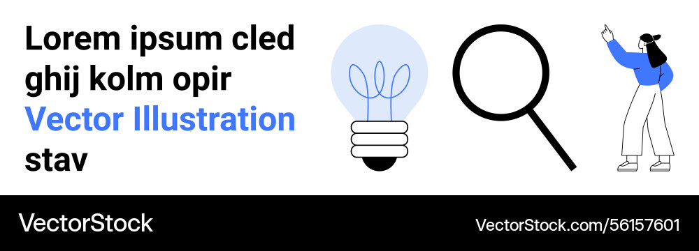 Abstract elements with light bulb magnifying Abstract elements with light bulb magnifying vector image