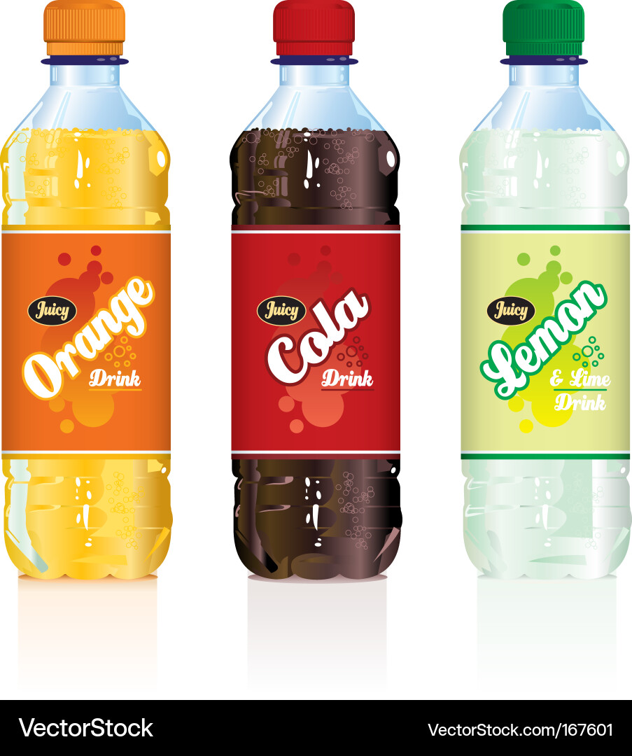 Assorted Soft Drink Bottles vector image