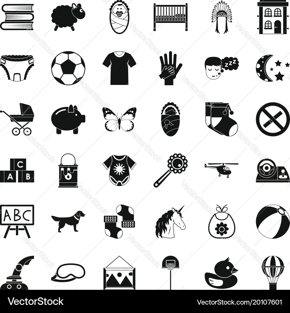 Establishment icons set simple style Vector Image