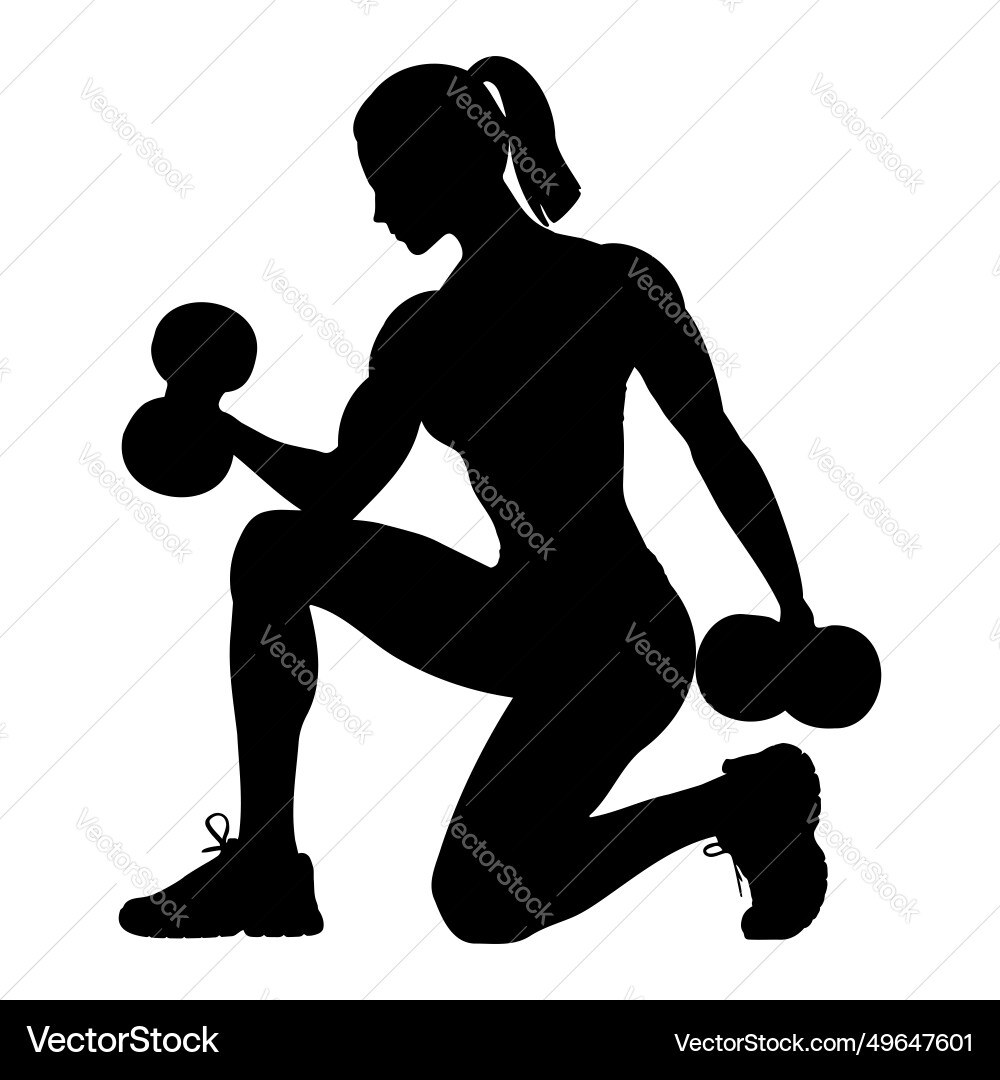 Frauen Bodybuilder Silhouette Heben Hanteln Frauen Bodybuilder Silhouette Heben Hanteln vektorbild