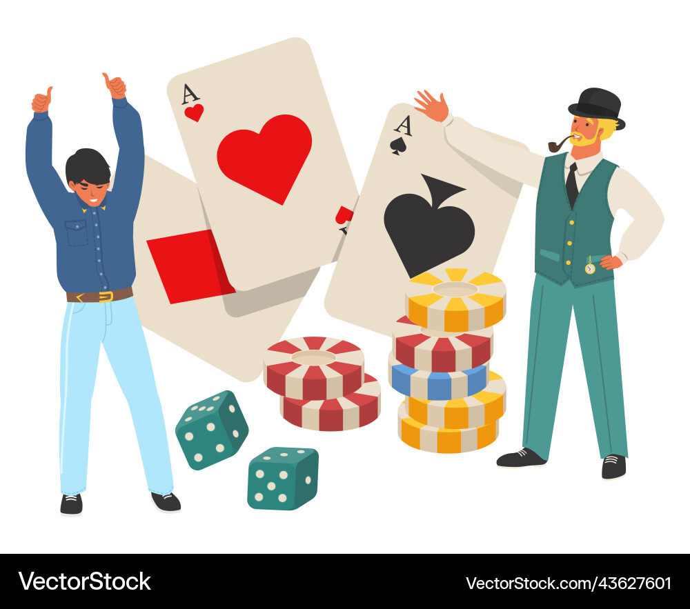 Happy casino winners poker game player Happy casino winners poker game player vector image