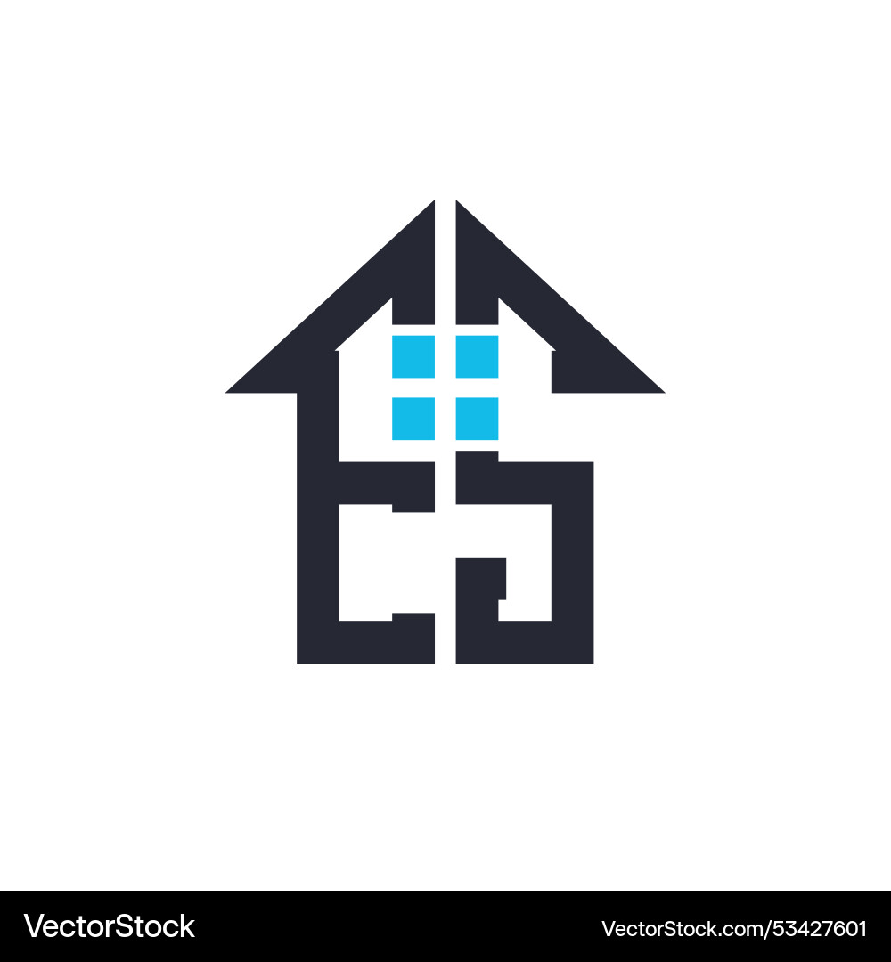 Initials es house logo design creative letter es Vector Image