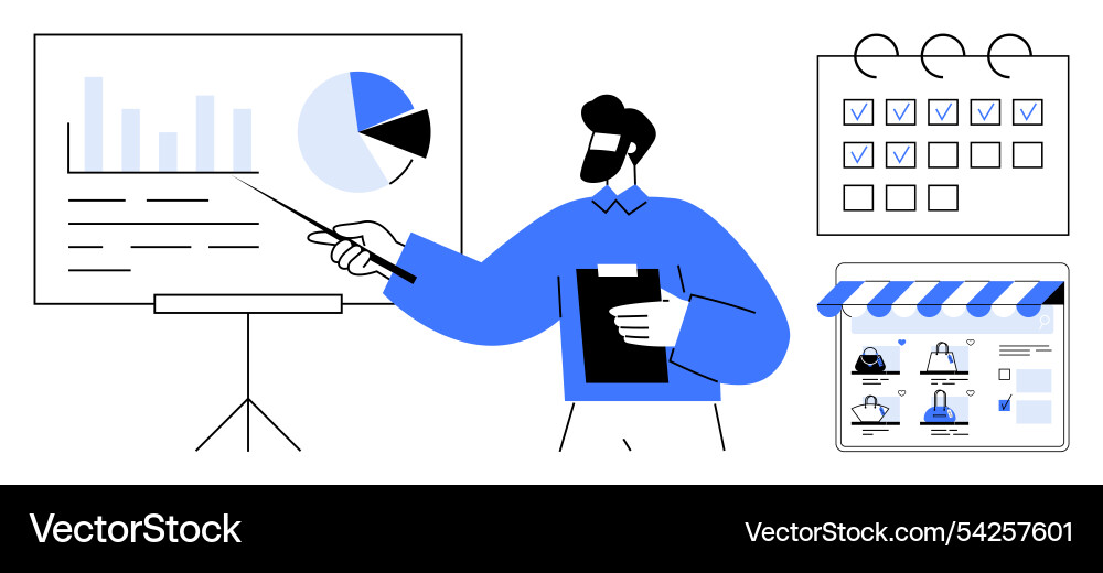 Professional presenting data analysis with charts Professional presenting data analysis with charts vector image