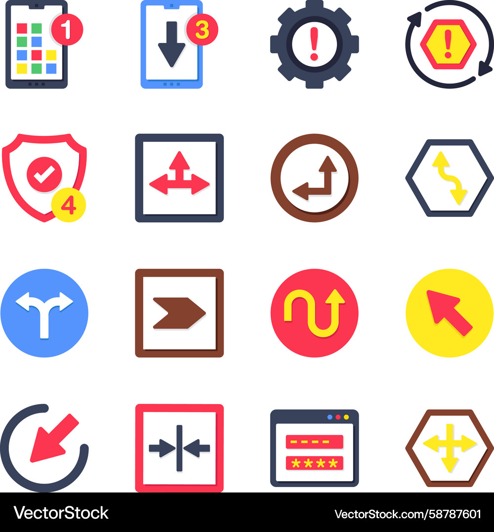 Set of pointing arrows and ui flat icons Vector Image