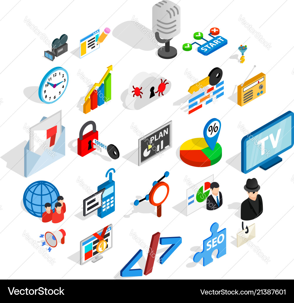 Web project icons set isometric style Web project icons set isometric style vector image