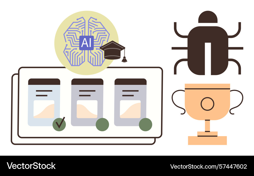 Artificial intelligence in bug detection Artificial intelligence in bug detection vector image