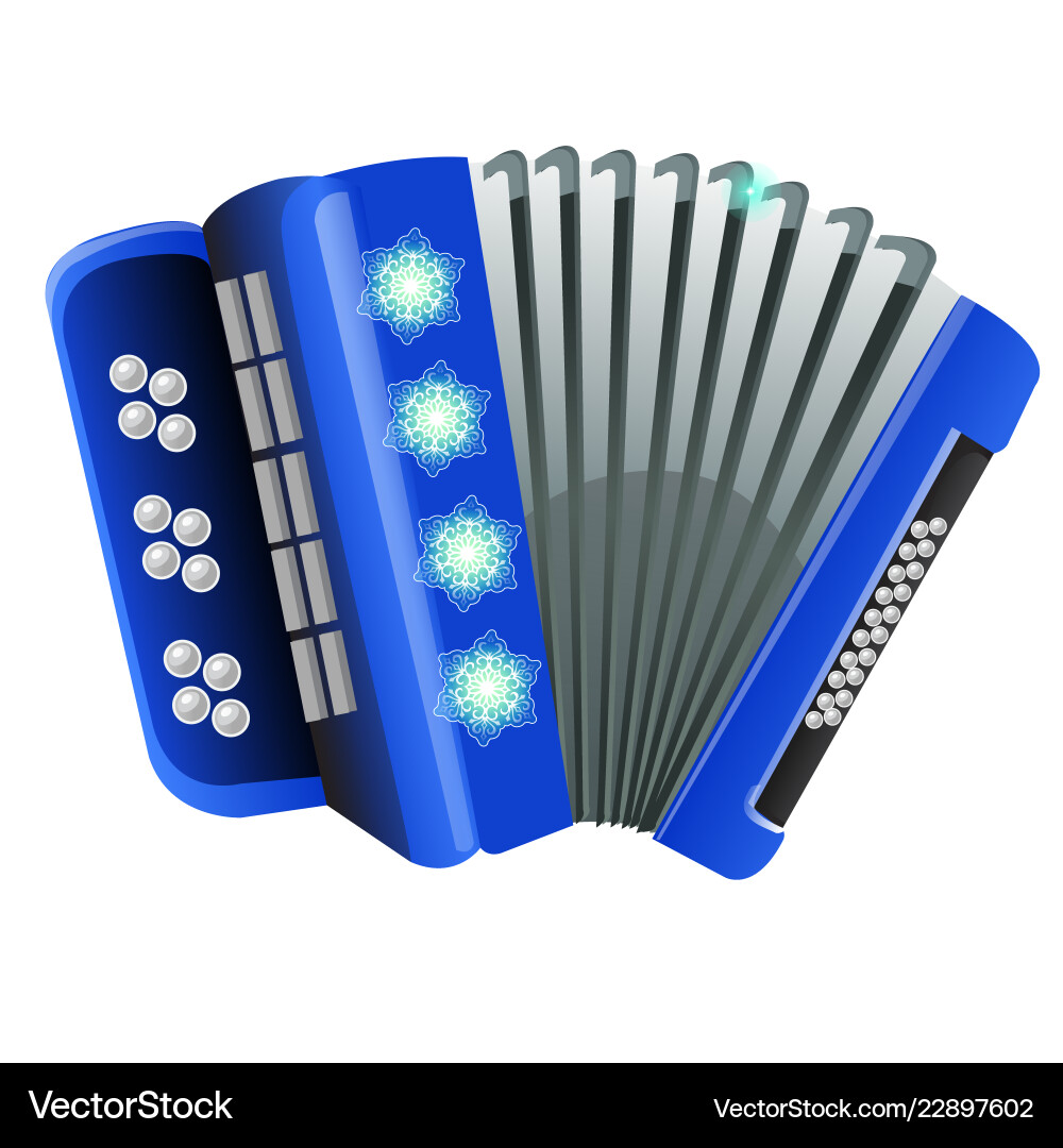 Blue Accordion with Snowflake Pattern Vector Image