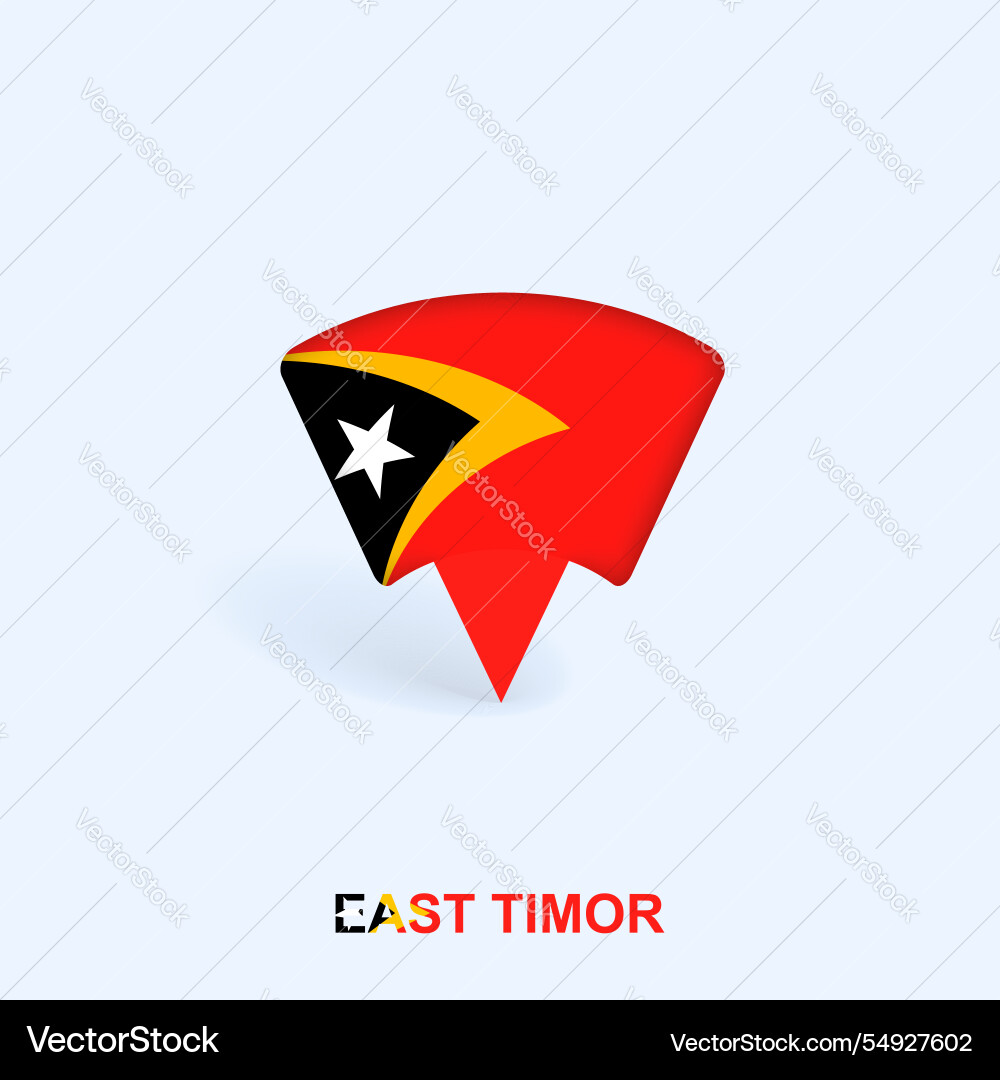 East timor flag map pointer design with shadow East timor flag map pointer design with shadow vector image