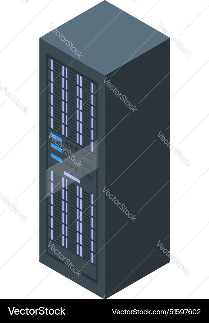 Isometric view of a big data server processing vector image