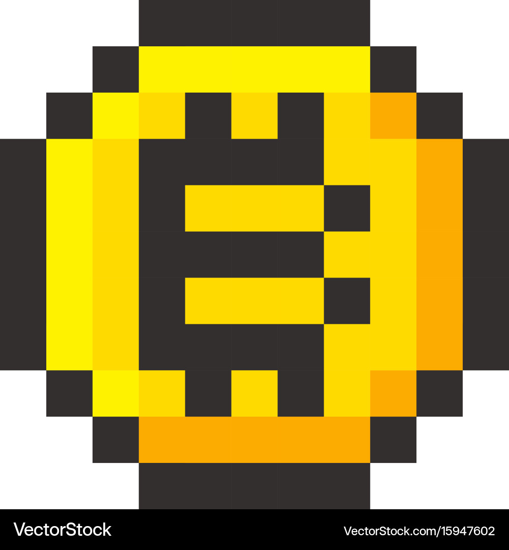 Pixel Bitcoin Blockchain Coin vector image