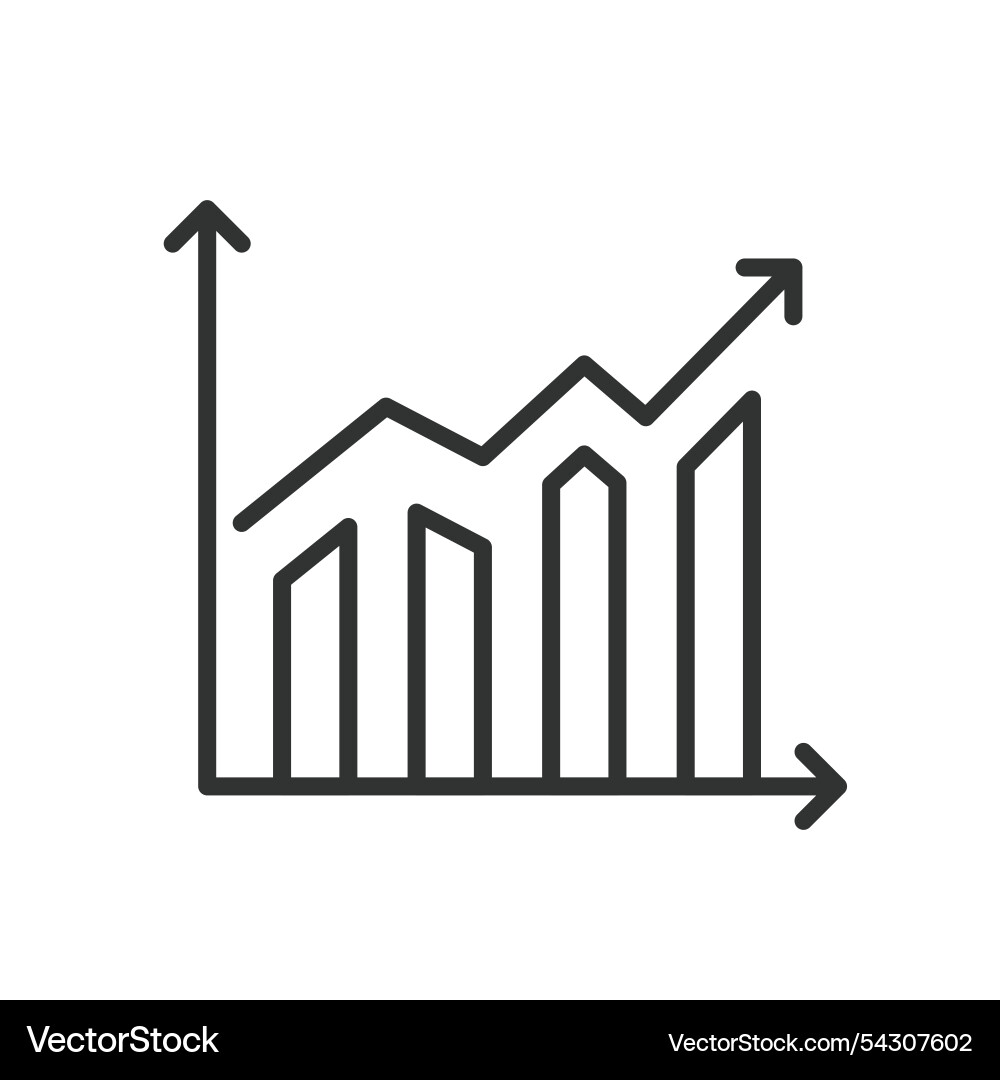 Progress chart icon in line design vector image