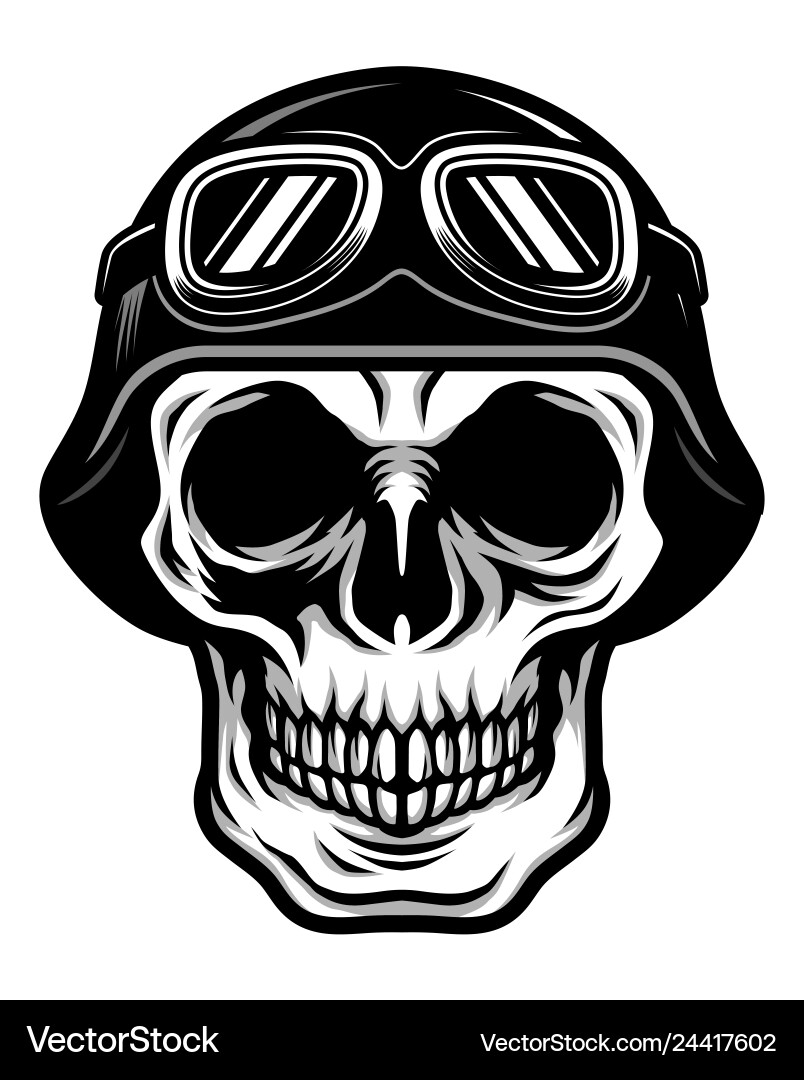 Retro Skull with Biker Helmet Vector Image