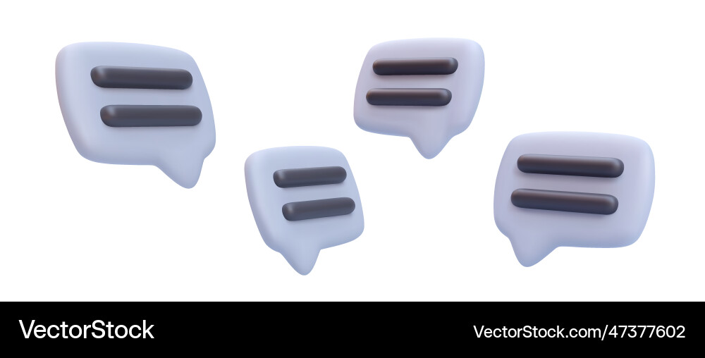 Set of 3d realistic flying chat messages isolated Set of 3d realistic flying chat messages isolated vector image
