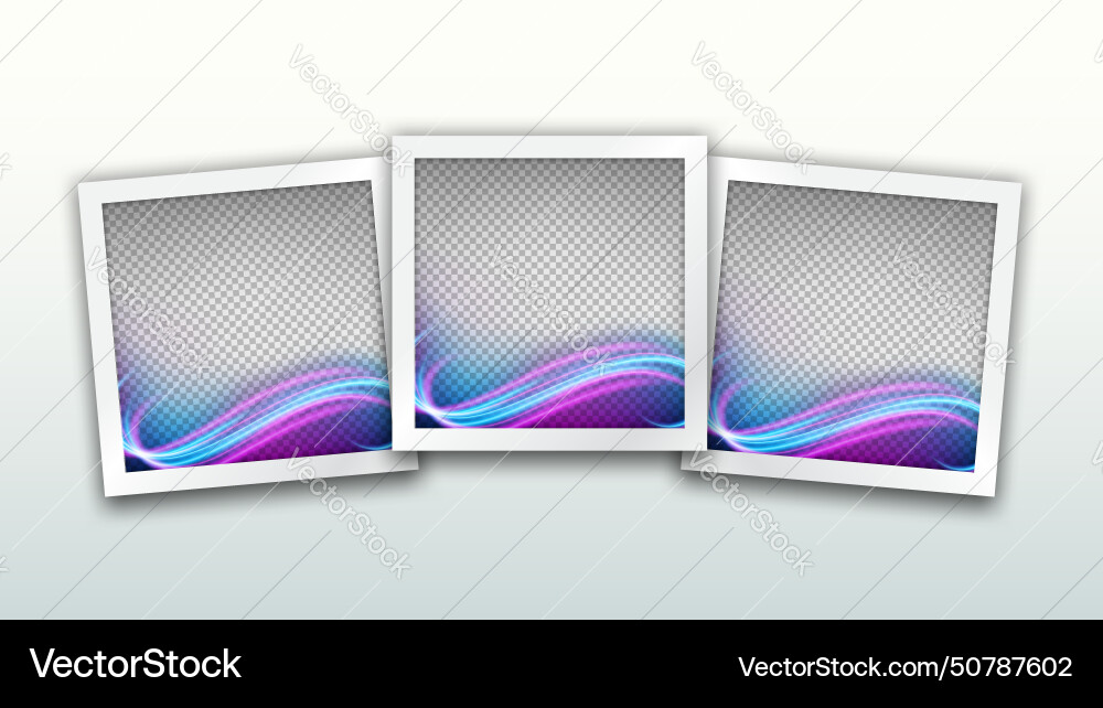 Set of square frames template with wave light Set of square frames template with wave light vector image