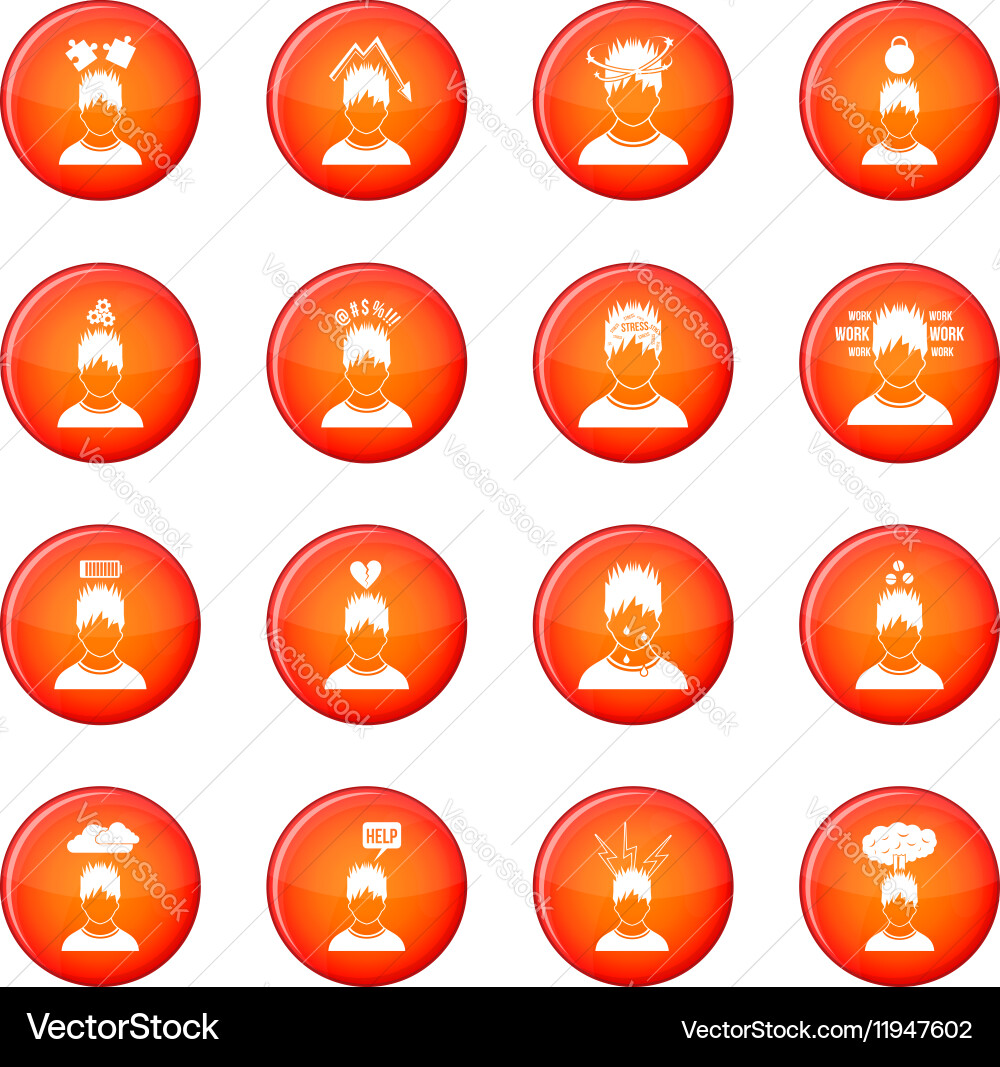 Stress icons set Vector Image