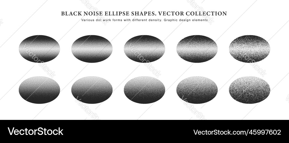 Various hand drawn dot work stippled oval shapes vector image