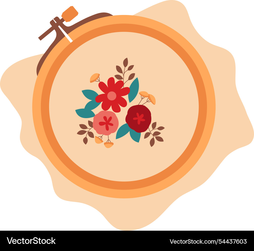 A flowery embroidered circle with design A flowery embroidered circle with design vector image