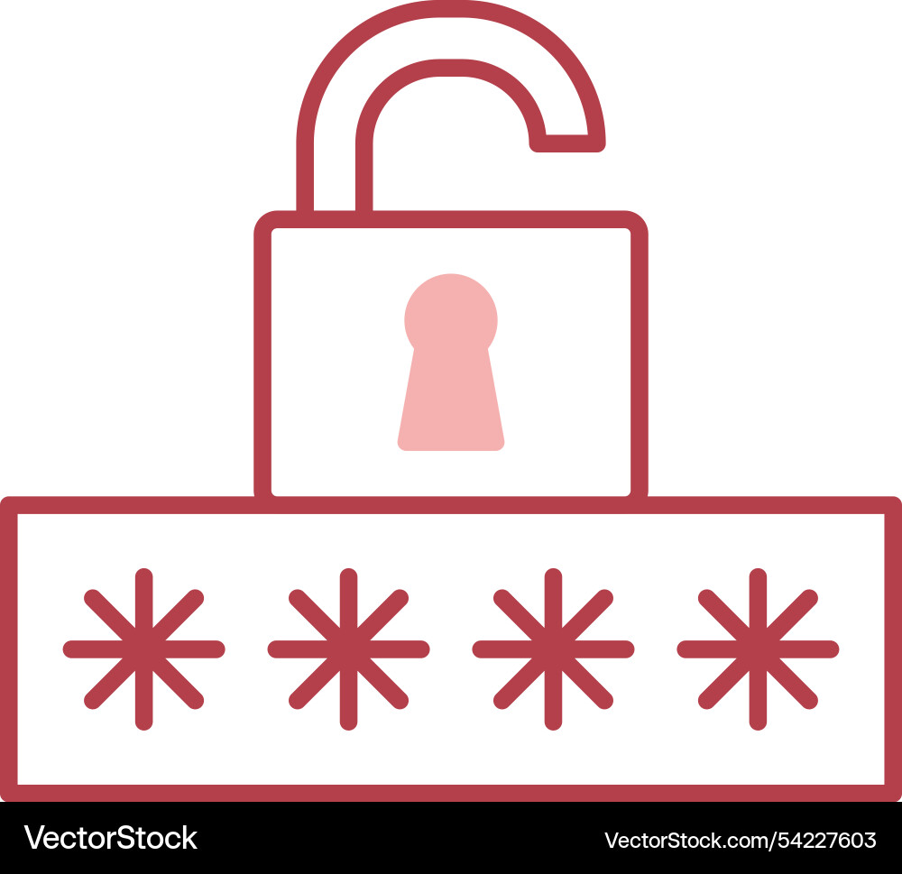Broken password line fill icon vector image