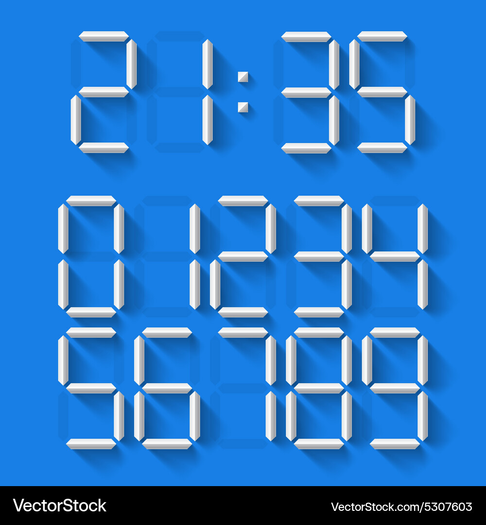 Digital clock numbers Vector Image