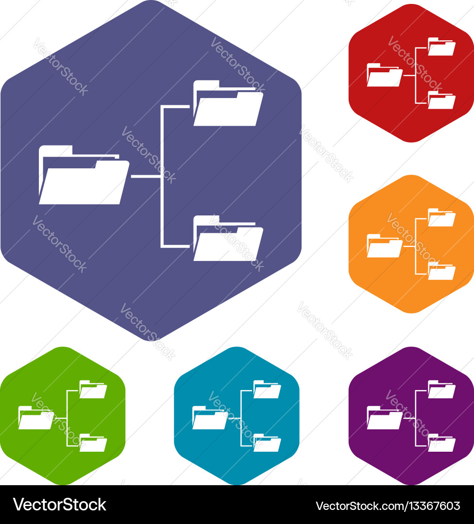 Folders structure icons set Vector Image
