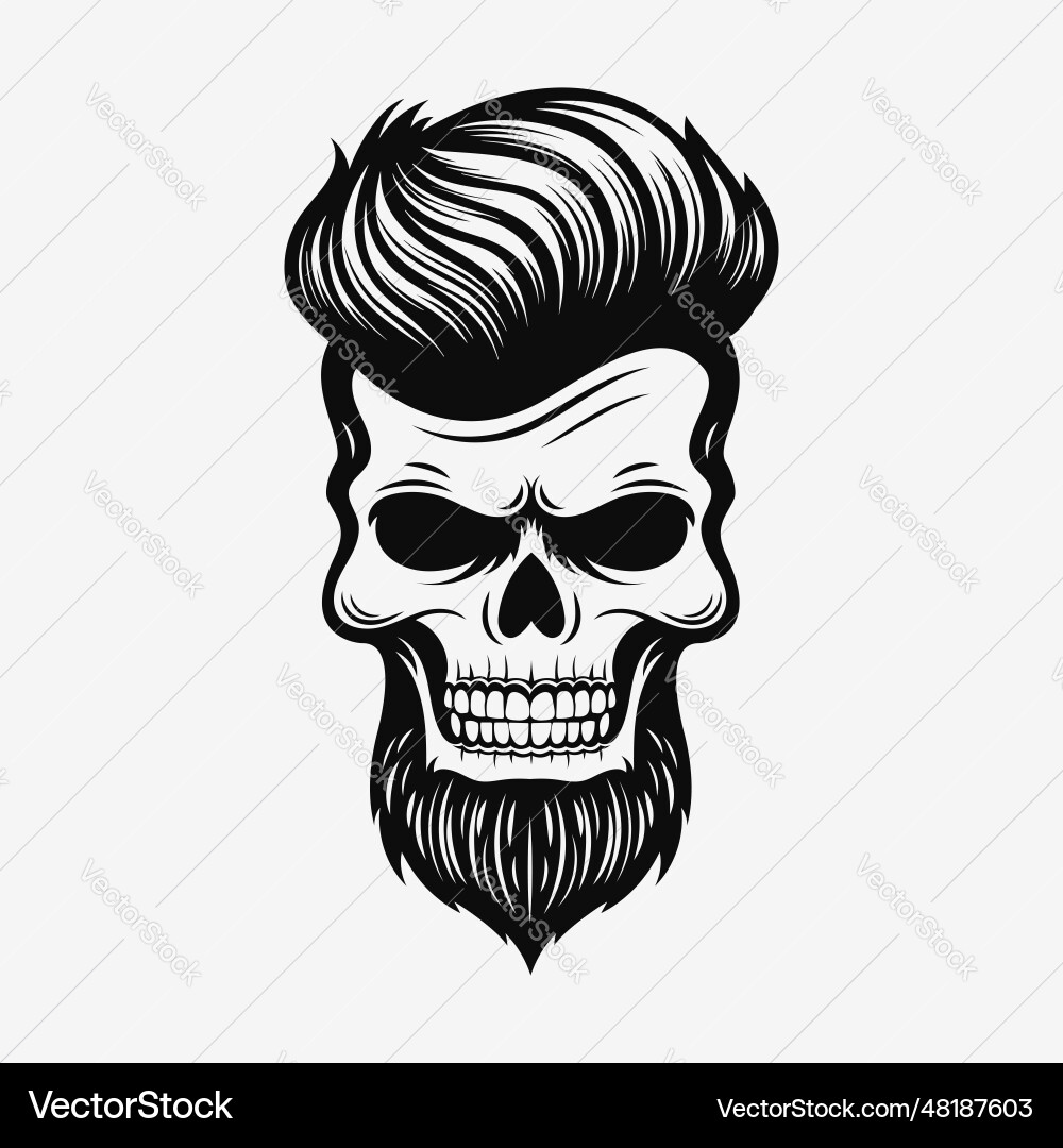 Human skull logo black and white emblem Human skull logo black and white emblem Vector Image
