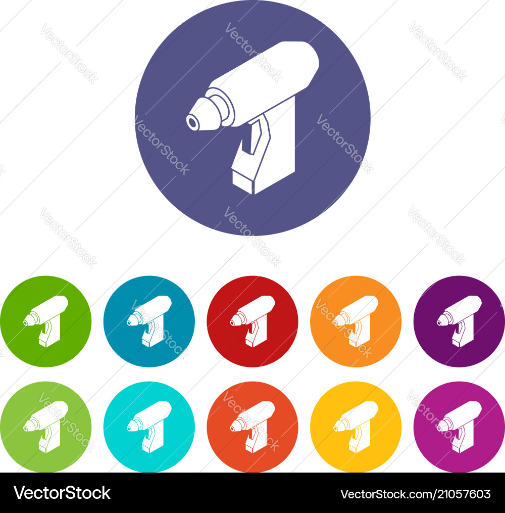 Manual welding torch icons set color Manual welding torch icons set color vector image