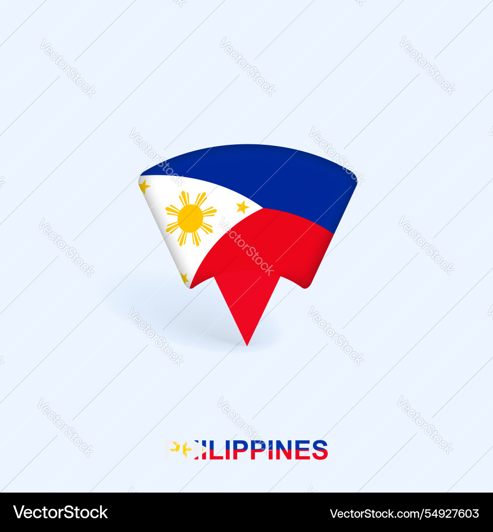 Philippines flag map pointer design with shadow vector image