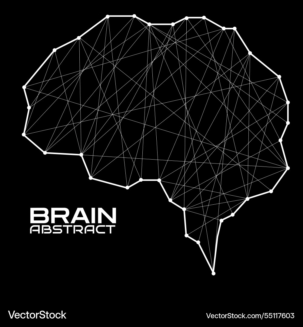 Polygonal abstract brain with connected lines vector image