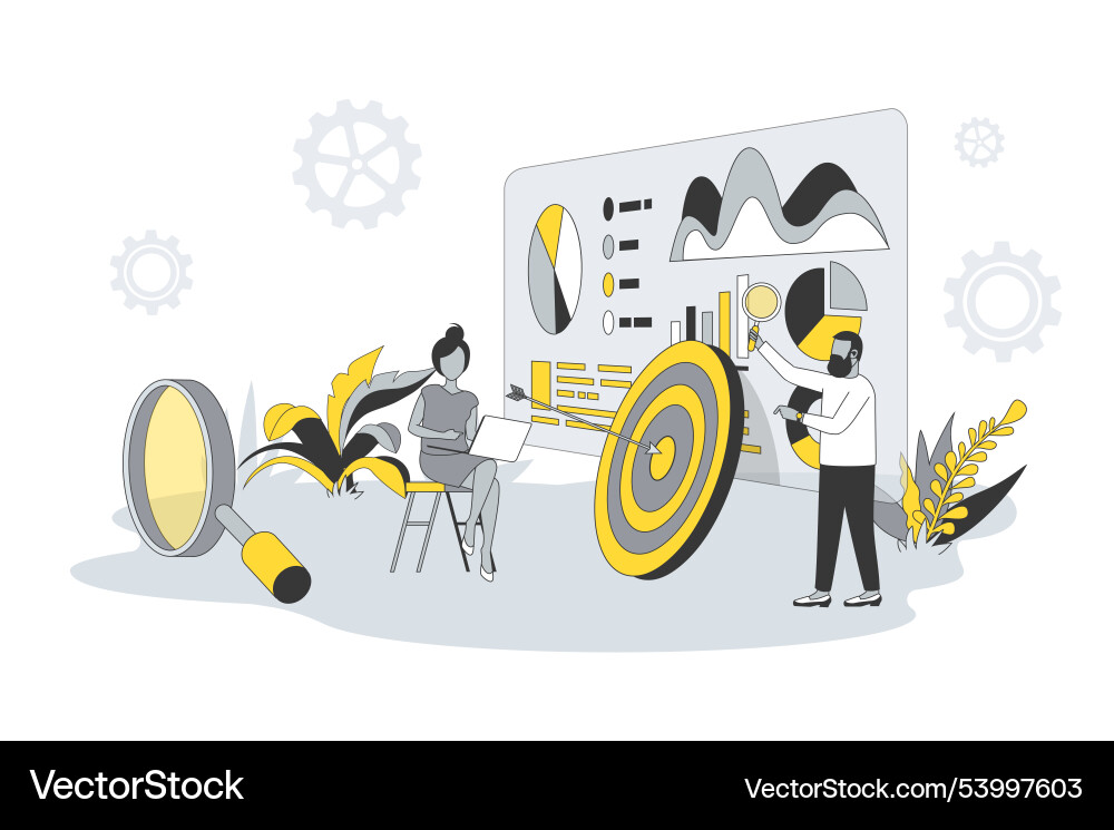 Seo optimization concept in flat line design Vector Image