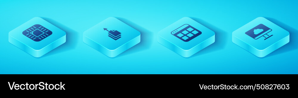 Set isometric processor with cpu data export Set isometric processor with cpu data export vector image