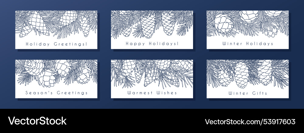 Set of compositions with coniferous branches Vector Image