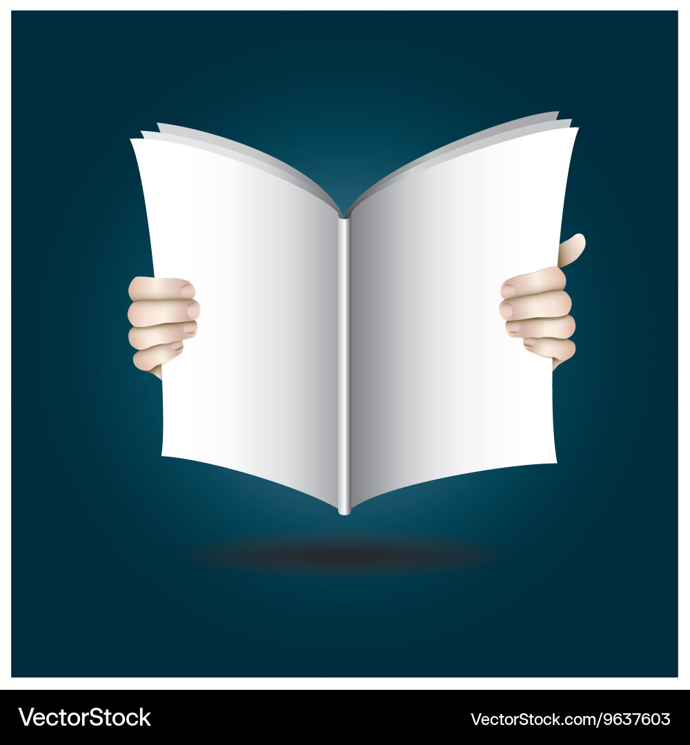 Two hands open the book to reading vector image