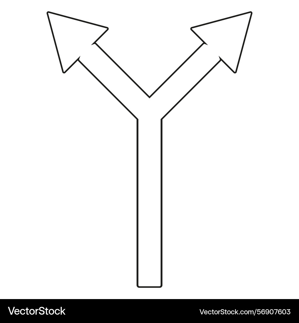 Two way icon forked path symbol split arrow Two way icon forked path symbol split arrow vector image