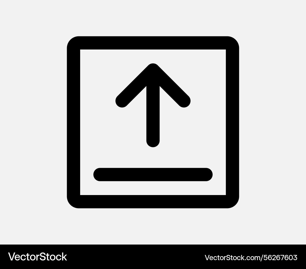 Upload arrow square line icon up load upward cloud Upload arrow square line icon up load upward cloud vector image