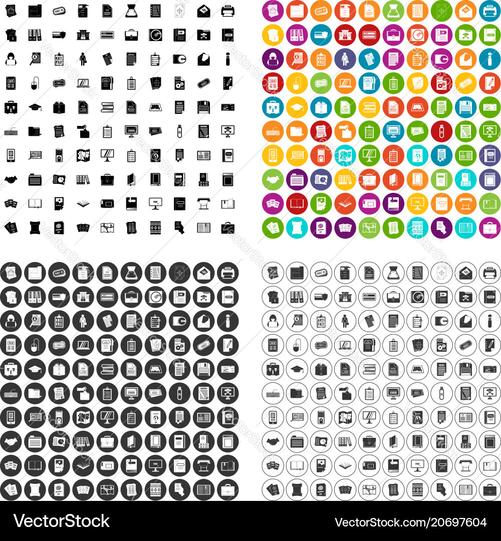 100 document icons set variant 100 document icons set variant vector image