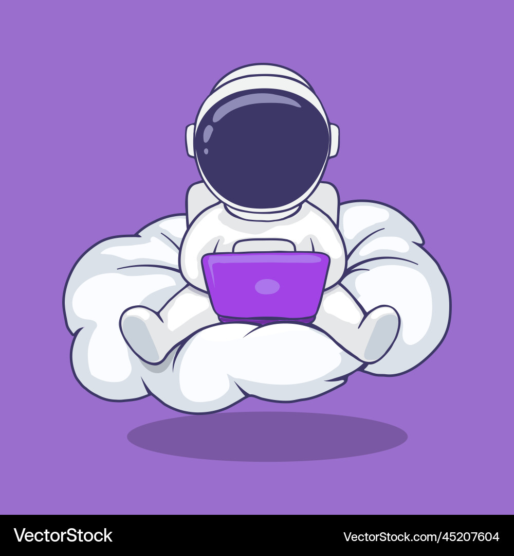 Astronaut playing on computer at the cloud Astronaut playing on computer at the cloud vector image