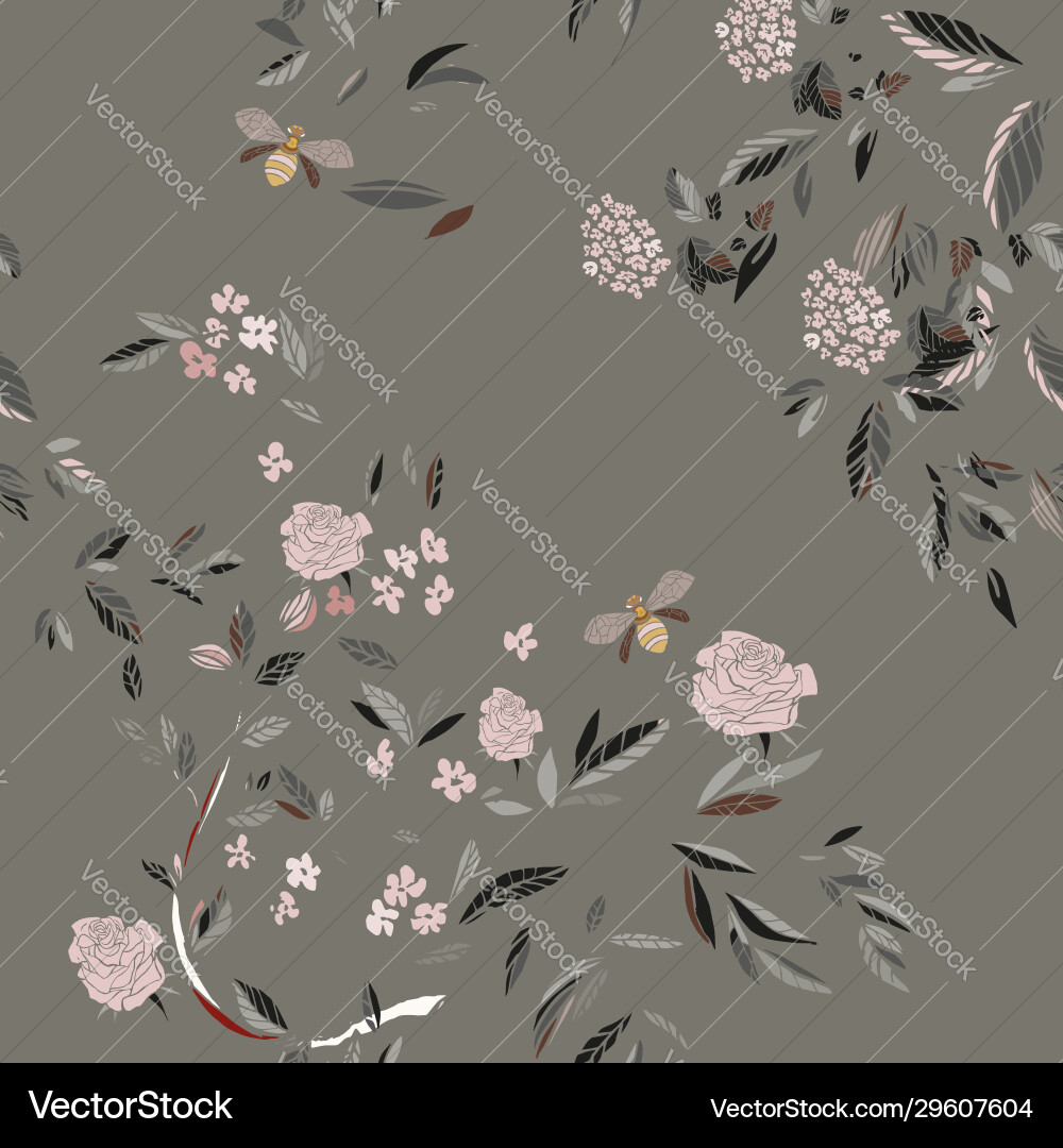 Branches flowering trees seamless pattern Vector Image