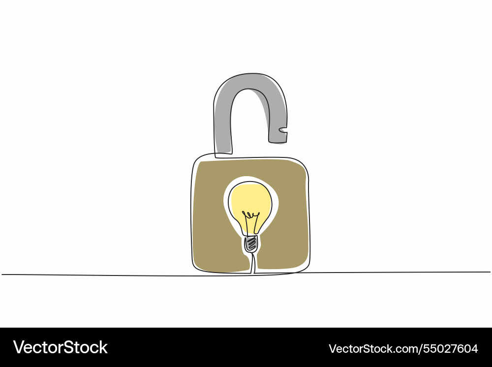 Continuous one line drawing a padlock Continuous one line drawing a padlock vector image