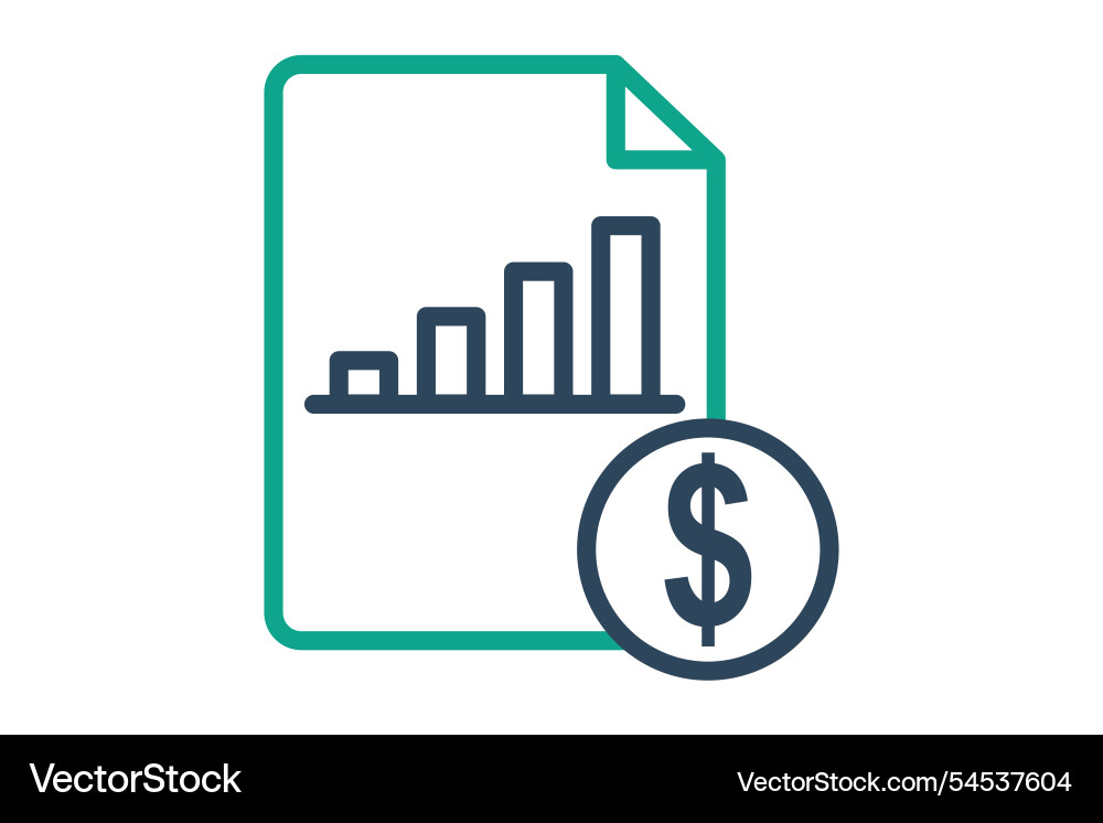 Cost icon line style document with dollar Vector Image