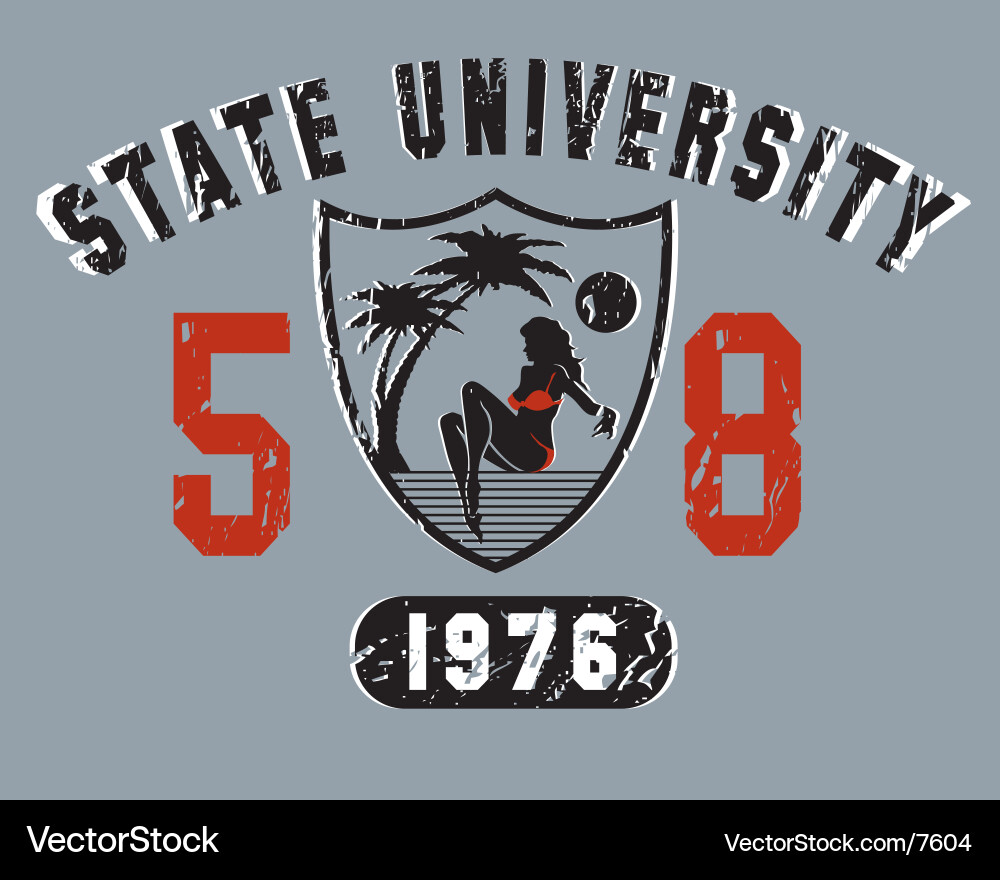 Elegant University Shield with Beach Elements Vector Image