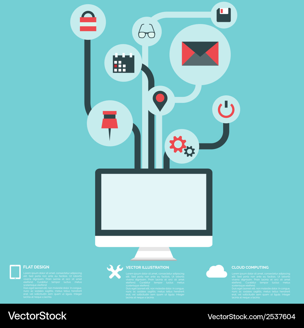 Flat abstract background with web icons interface Vector Image