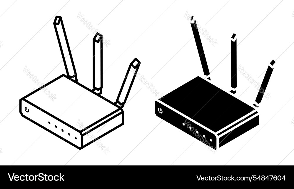 Linear icon isometric wireless wifi router device vector image