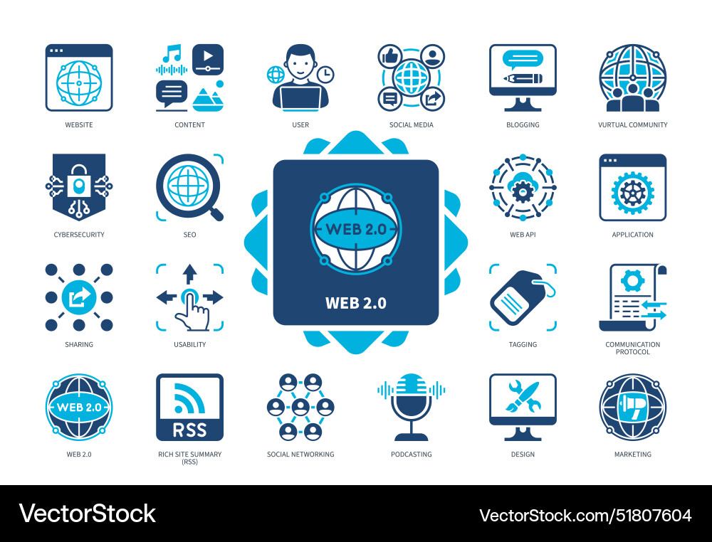 Web 2.0 Icon Set - Digital Concepts vector image