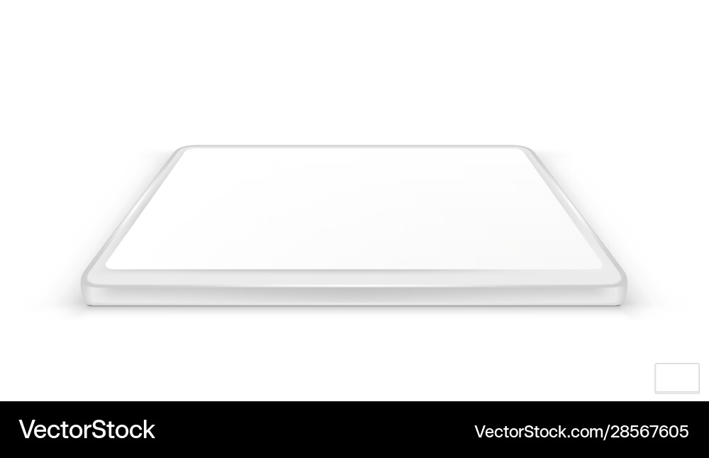 3d simple white computer tablet perspective view vector image