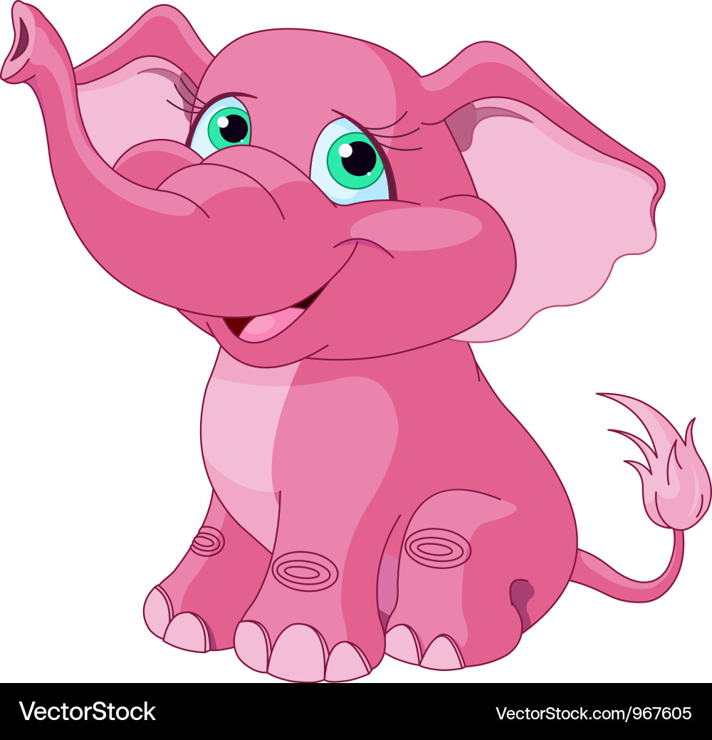 Adorable Pink Elephant Vector Image