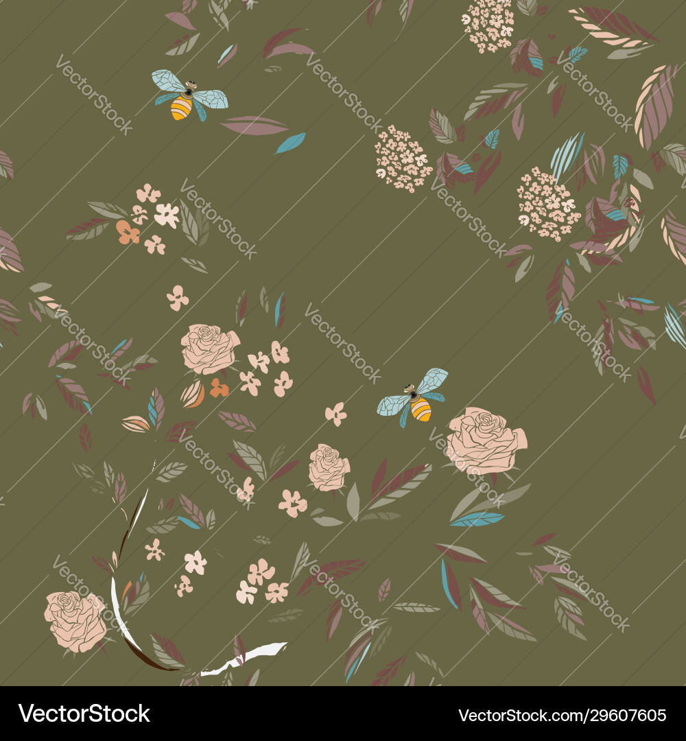 Branches flowering trees seamless pattern vector image