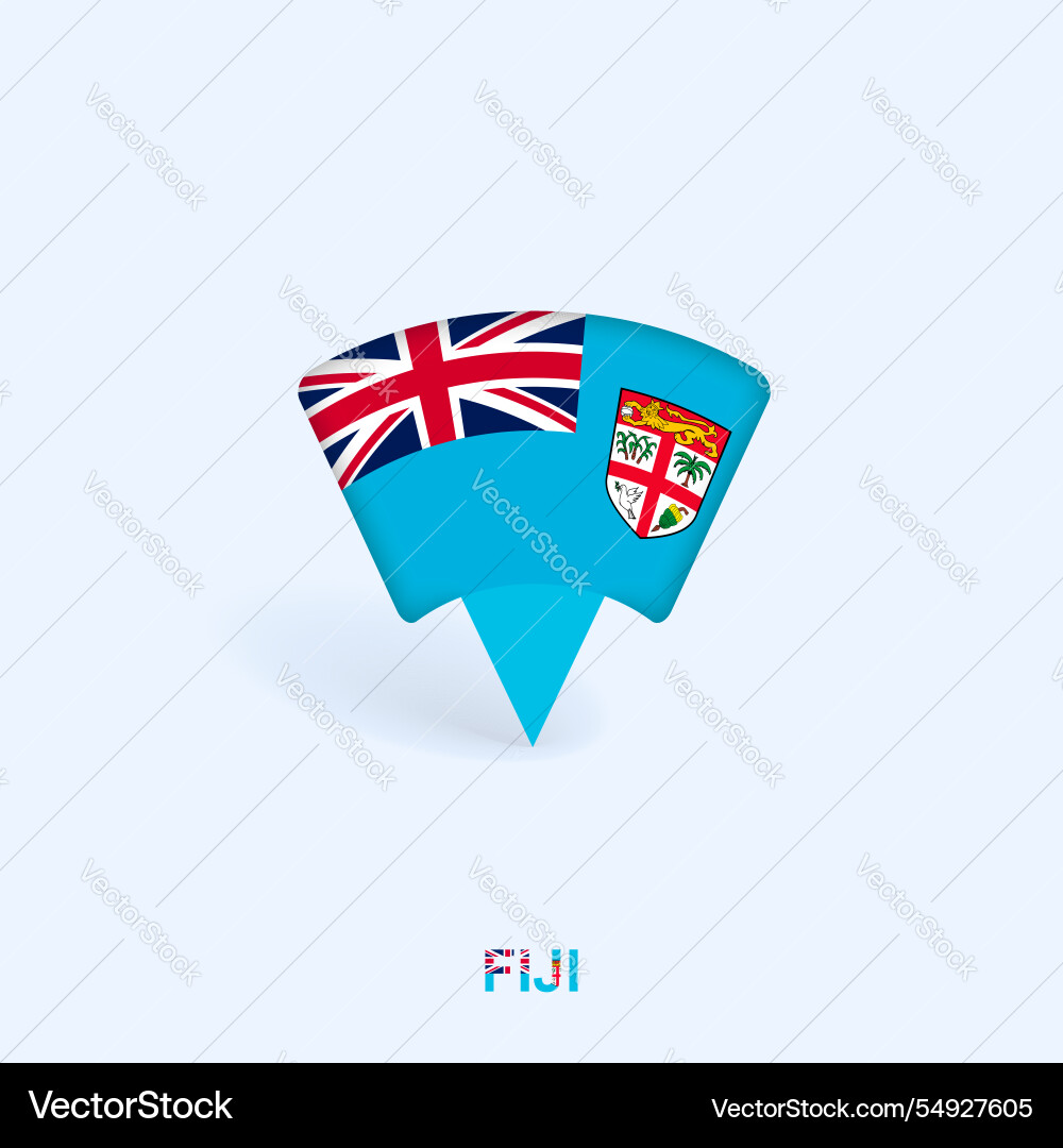 Fiji flag map pointer design with shadow vector image
